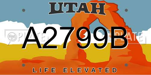 A2799B Utah License Plate