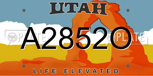 A2852O Utah License Plate