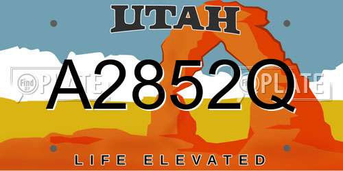 A2852Q Utah License Plate