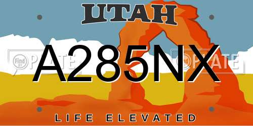 A285NX Utah License Plate