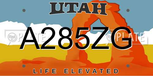 A285ZG Utah License Plate