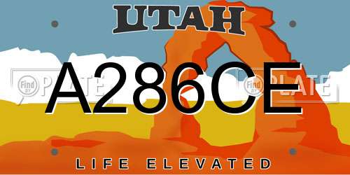 A286CE Utah License Plate
