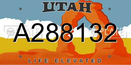A288132 Utah License Plate
