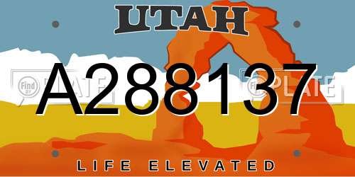 A288137 Utah License Plate