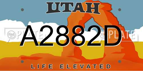 A2882D Utah License Plate