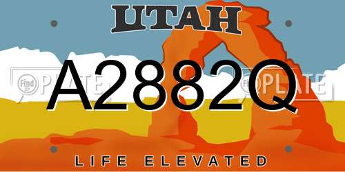 A2882Q Utah License Plate