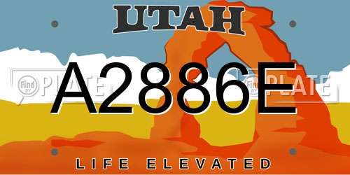 A2886E Utah License Plate