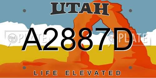 A2887D Utah License Plate