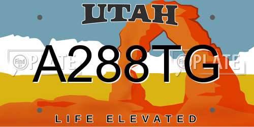 A288TG Utah License Plate