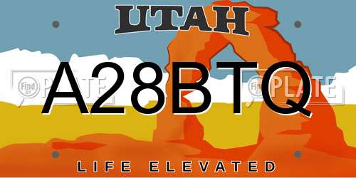 A28BTQ Utah License Plate