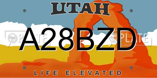 A28BZD Utah License Plate