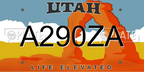 A290ZA Utah License Plate
