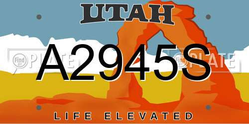 A2945S Utah License Plate