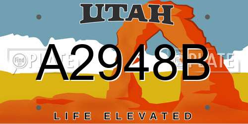 A2948B Utah License Plate