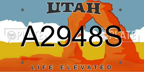 A2948S Utah License Plate