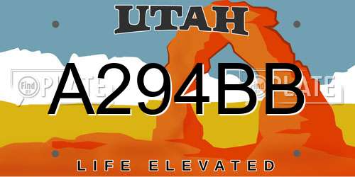 A294BB Utah License Plate