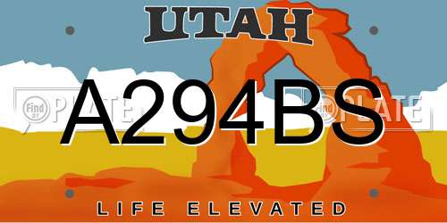 A294BS Utah License Plate