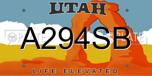 A294SB Utah License Plate