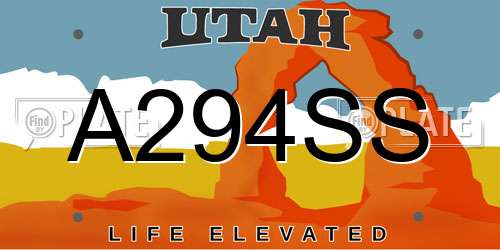 A294SS Utah License Plate