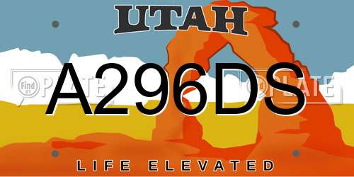 A296DS Utah License Plate