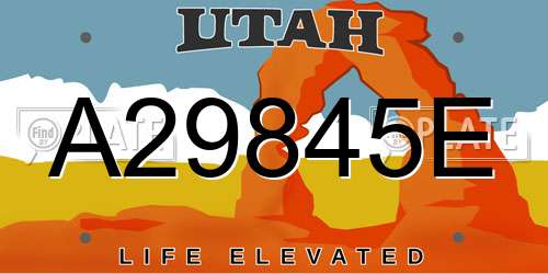 A29845E Utah License Plate
