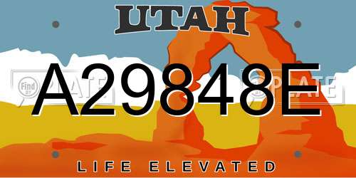 A29848E Utah License Plate