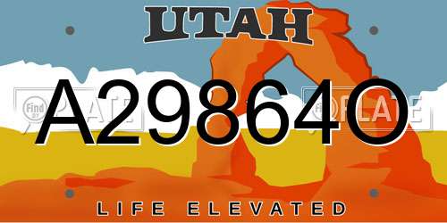 A29864O Utah License Plate