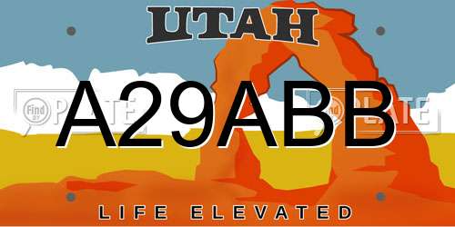 A29ABB Utah License Plate