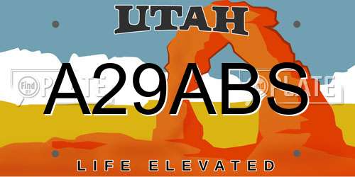 A29ABS Utah License Plate