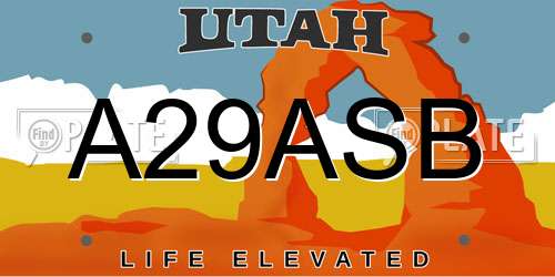 A29ASB Utah License Plate