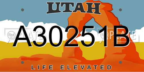 A30251B Utah License Plate