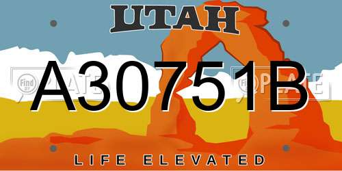 A30751B Utah License Plate