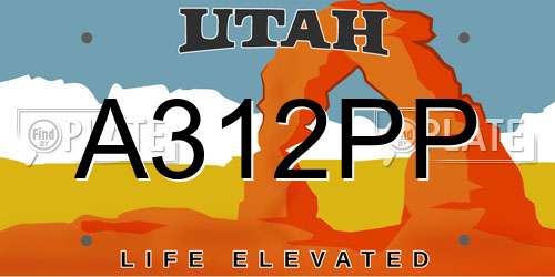 A312PP Utah License Plate