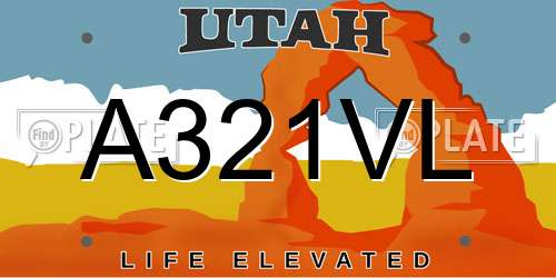 A321VL Utah License Plate