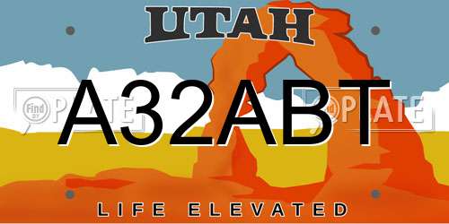 A32ABT Utah License Plate