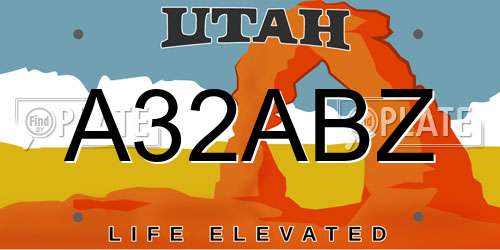 A32ABZ Utah License Plate