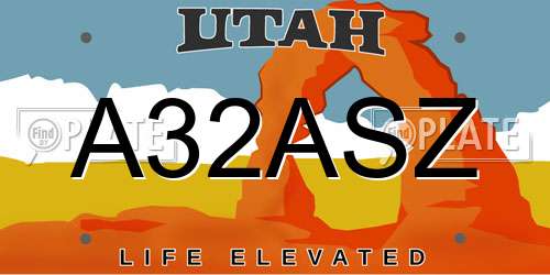 A32ASZ Utah License Plate