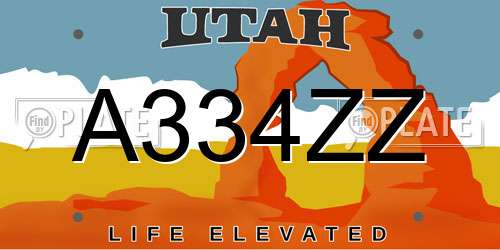 A334ZZ Utah License Plate