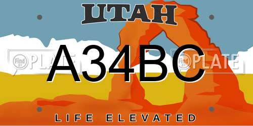 A34BC Utah License Plate