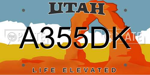 A355DK Utah License Plate