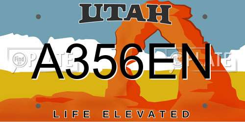A356EN Utah License Plate