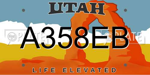 A358EB Utah License Plate