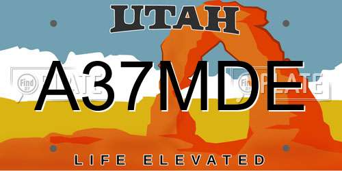 A37MDE Utah License Plate