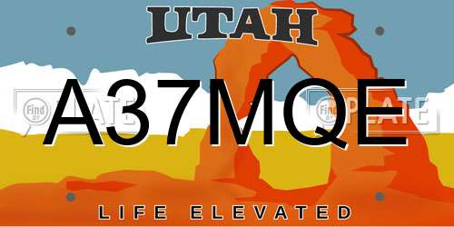 A37MQE Utah License Plate