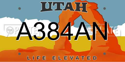 A384AN Utah License Plate