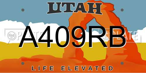A409RB Utah License Plate