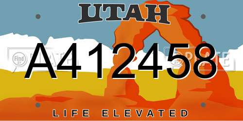 A412458 Utah License Plate