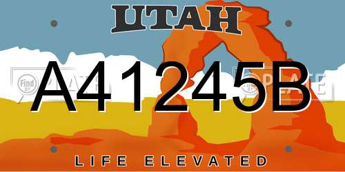 A41245B Utah License Plate