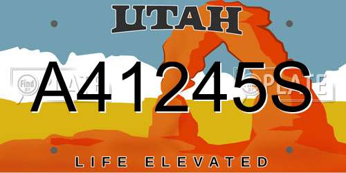 A41245S Utah License Plate