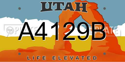 A4129B Utah License Plate